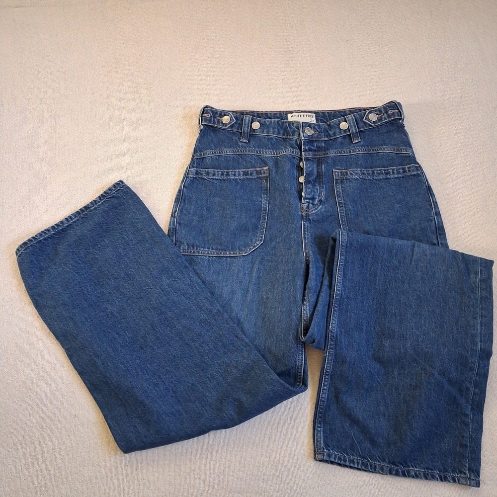 free people palmer wide leg jeans size 29 90s grunge cuffed baggy utility denim